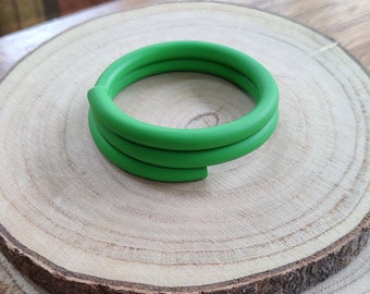 Bright green adjustable bracelet bangle | Polymer Clay -  Handmade Lightweight Jewellery