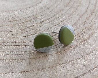 Olive Mini Stud Earrings | Polymer Clay - Handmade Lightweight Jewellery