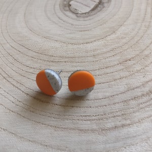 Mini orange polymer clay stud earrings image 2