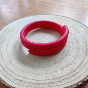 Bright red adjustable bracelet bangle Polymer Clay Handmade Lightweight Jewellery image 3