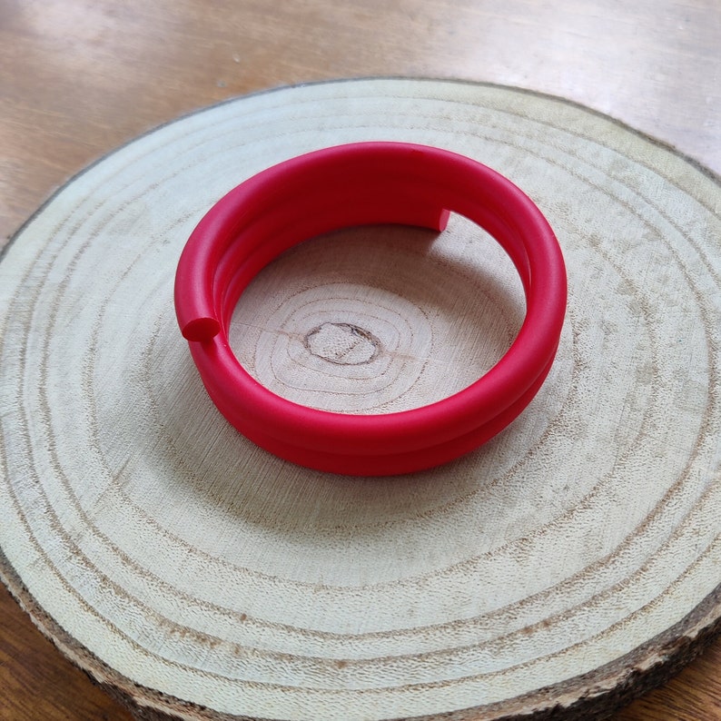 Bright red adjustable bracelet bangle Polymer Clay Handmade Lightweight Jewellery image 2