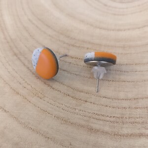 Mini orange polymer clay stud earrings image 3