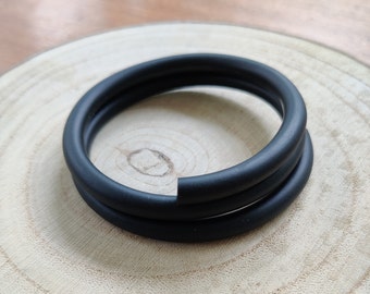 Simple adjustable lightweight black polymer clay bracelet bangle