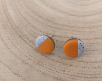 Mini orange polymer clay stud earrings