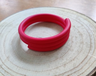 Bright red  adjustable bracelet bangle | Polymer Clay -  Handmade Lightweight Jewellery