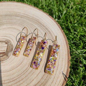 Mini Summer shimmer drop earrings, golden sands colour hoop earring image 6