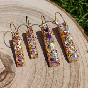 Mini Summer shimmer drop earrings, golden sands colour hoop earring image 4