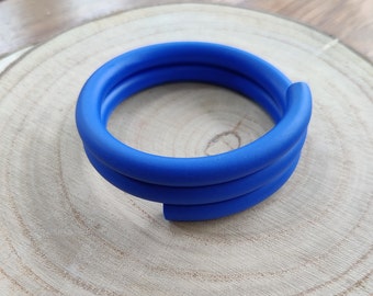 Bright blue adjustable bracelet bangle | Polymer Clay -  Handmade Lightweight Jewellery