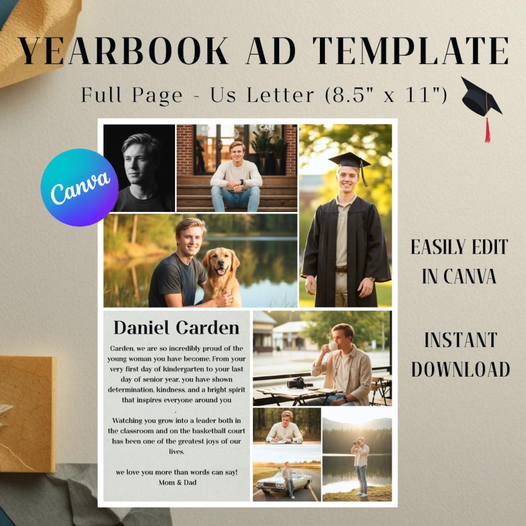 Editable Full Page Yearbook Ad Template Digital Download High School ...