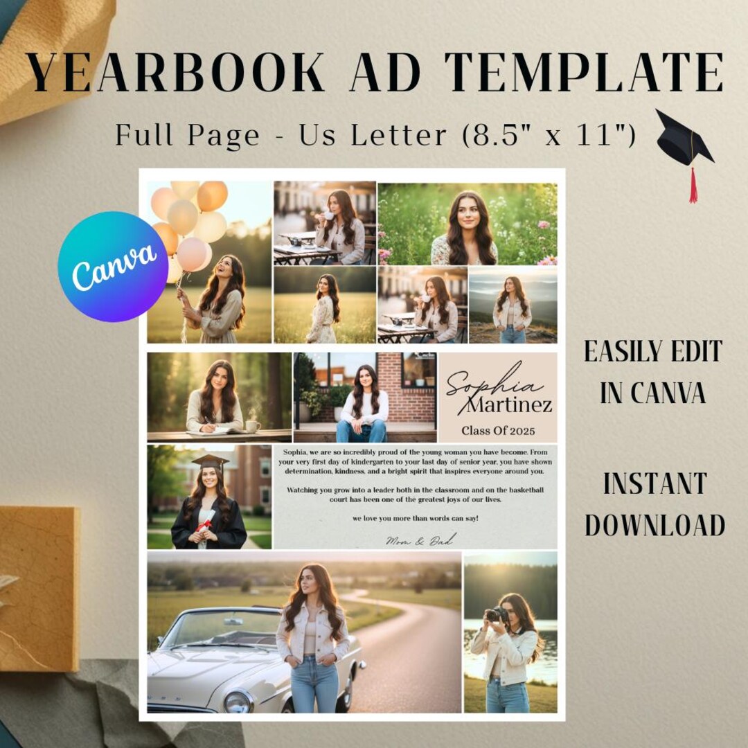 Editable Full Page Yearbook Ad Template Digital Download High School ...