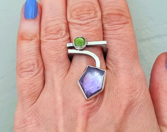 Amethyst silver ring,amethyst handmade ring,Amethyst Cocktail ring,February Birthstone