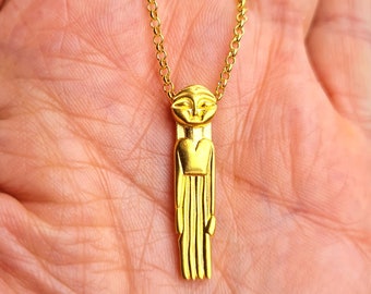 Gold Plated Sterling Silver Goddess Necklace: Ancient Pagan Charm
