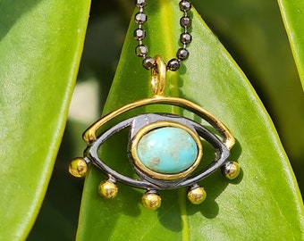 Türkis Auge Silberkette: Handgemachter Boho Charm Schmuck