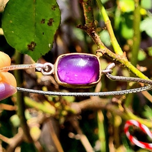Amethyst silver band bracelet,Silver bracelet gift for woman.Amethyst handmade bracelet zdjęcie 9
