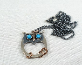 Owl Silver Necklace,Owl Necklace,Owl jewelry,Boho Jewelry,Gift for Her,Birthday Gifts,Owl Pendant,Owl Silver Pendant