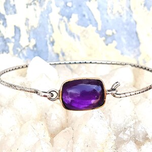 Amethyst silver band bracelet,Silver bracelet gift for woman.Amethyst handmade bracelet zdjęcie 6