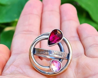 Garnet silver ring,Multicolour silver handmade ring,Gem stones ring gift for woman,