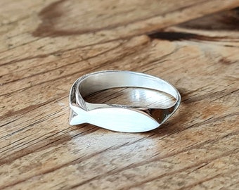 Bague poisson en argent faite main, bague poisson faite main en argent sterling, cadeau bijoux poisson en argent pour femme