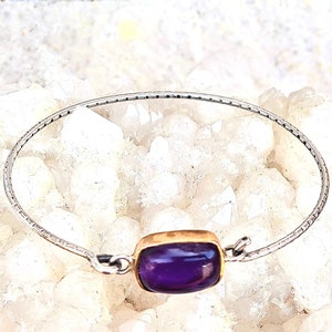 Pulsera de plata de amatista, regalo de pulsera de plata para mujer. Pulsera hecha a mano de amatista imagen 8