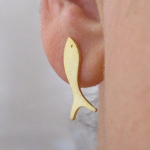 Gold Plated Fish Stud Earrings,Fish Silver Jewelry,Fish Silver Stud Earrings