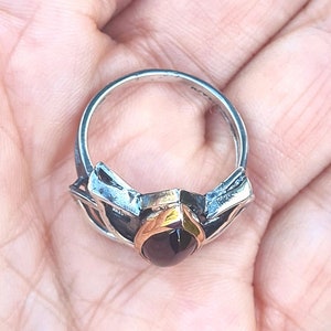 Lotus silver ring,Lotus ring with garnet,handmade lotus flower ring,lotus yoga jewelry gift image 7