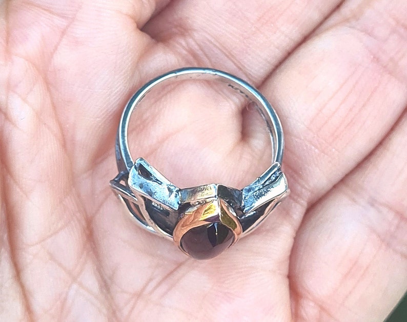 Lotus silver ring,Lotus ring with garnet,handmade lotus flower ring,lotus yoga jewelry gift image 7