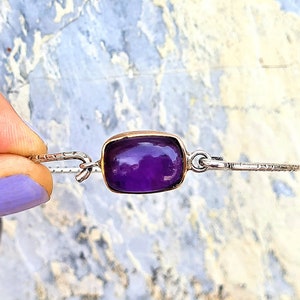 Amethyst silver band bracelet,Silver bracelet gift for woman.Amethyst handmade bracelet zdjęcie 3