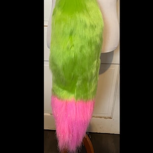 Electric Lime Canine Style Fursuit Tail