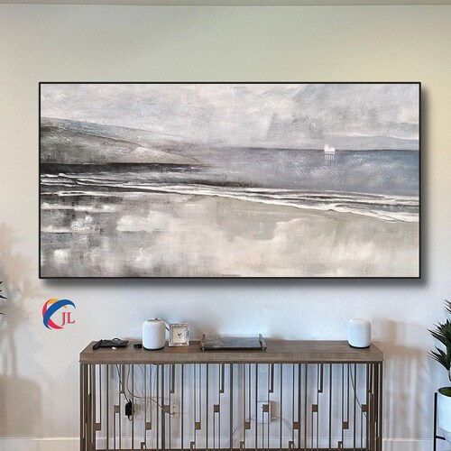 Black White shops Beige Minimalist Painting on Canvas, Grey Brown Textured Painting Abstract Art,Nordic Minimalist Art,Modern Living Room
