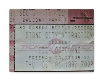 Talón de entrada vintage del concierto de Ozzy en lienzo