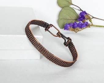 Natural Copper wire woven cuff Bracelet