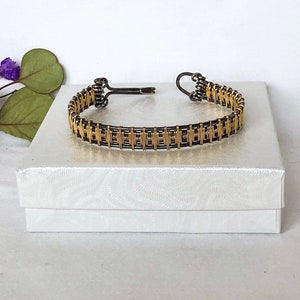 Handmade wire wrapped Argentium silver and gold filled bracelet