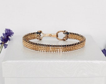 Hand woven gold filled and Argentium silver bracelet