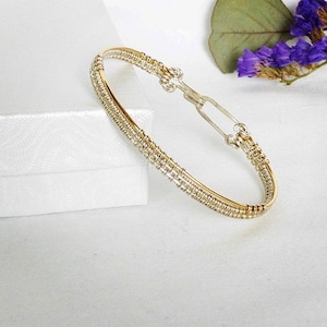 Silver and gold filled hand woven mixed metal bracelet