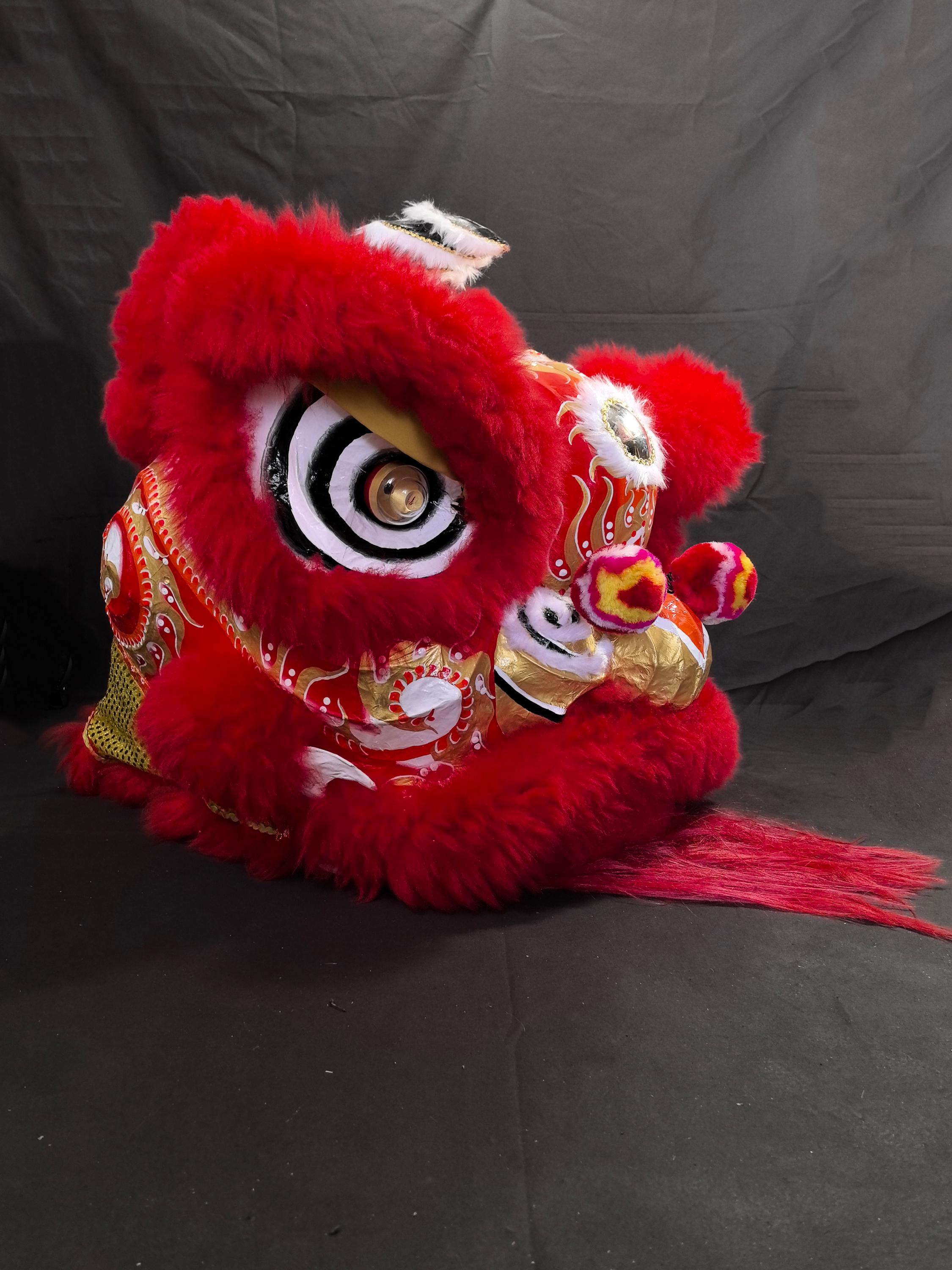 Handmade Red and Gold Fatsan Lion Dance Head, Malaysian Style - Etsy