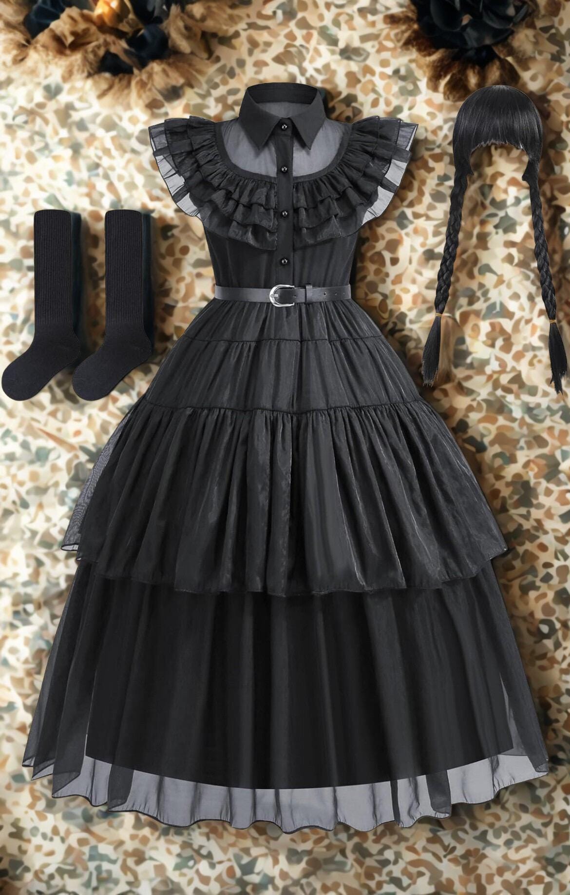open lace back dress Wednesday Addams Costumes for Girls 2023 Movie Wednesday Mesh Dress Ha –  Charlie Dolly