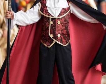 Kids Vampire Costume for Halloween  Deluxe Dracula Outfit for Boys, Gothic Count Cape & Vest Set, Spooky Dress Up and Cosplay
