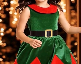 Oyolan Costume Di Natale Per Bambina Con Pagliaccetto E Cappello Da Elfo – Rosso E Verde, Morbido Cotone
