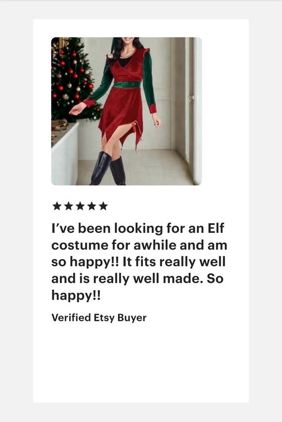 christmas elf dress womens Red & Green Elfalicious Elf Women Adult Christmas Costume - Medium