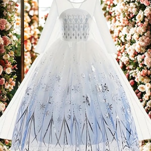 White Princess Dress | Girls Ice or Snow Costume | Princess Gown for Birthday, Halloween, Theme Party, Christmas and New Year dress for girl