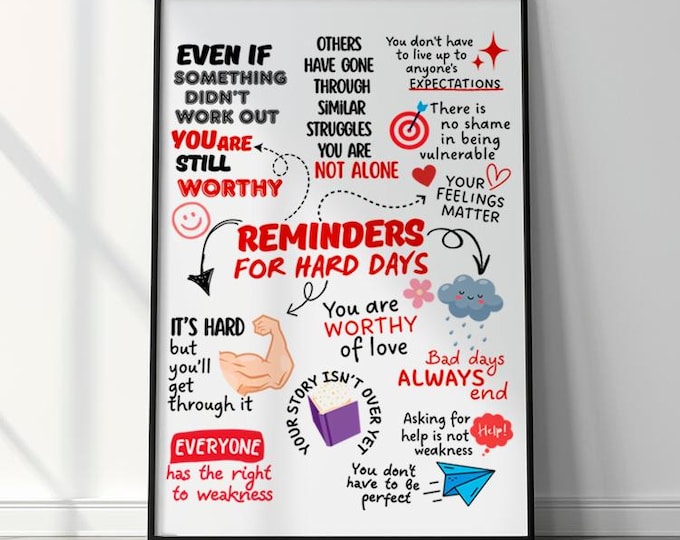 Featured listing image: Colorful Inspirational Prints | Positive  Nursery Wall Art | Quote Poster | Reminder for Bad Days