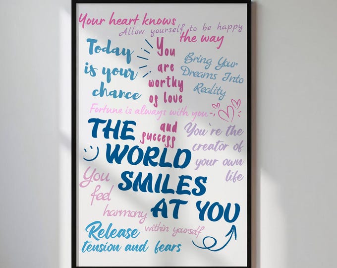 Featured listing image: Colorful Affirmation Wall Poster | Living Room Decor | Motivational Bedroom Prints