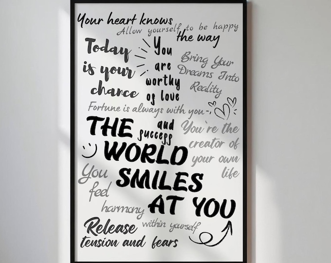 Featured listing image: Minimalist Affirmation Print: Black and White Motivational Art (Digital Download)