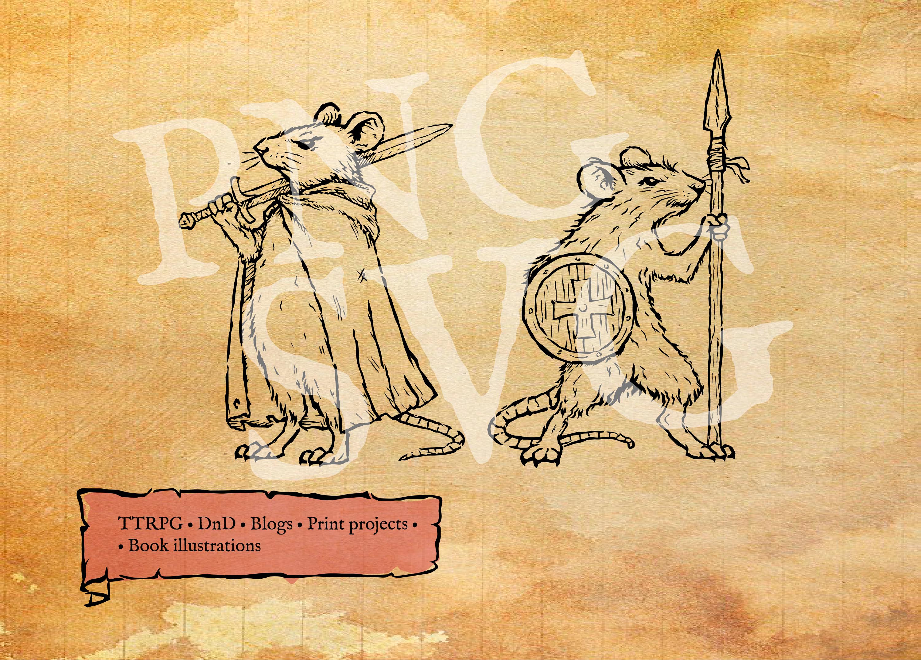 Medieval Rat Medieval Rat Warriors Clipart Set – Dark Fantasy RPG Characters PNG Svg ...