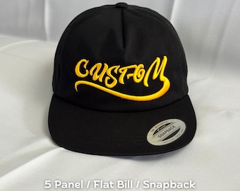 Custom Snapback Cap | 5 Pannel | Flat Bill Hat | Personalized Embroidered Snapback | Streetwear Style