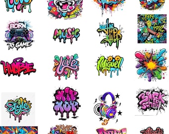Graffiti PNG: Arte urbano callejero dibujado a mano (Descarga digital, 300 DPI)