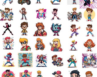 80s Cartoon Character PNG Bundle: Vintage Clipart Set (Digital Download)