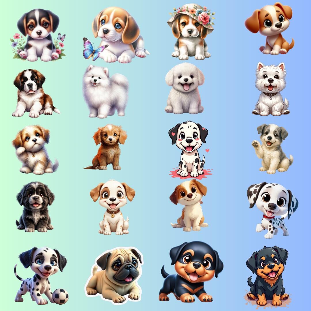 Watercolor Cute Puppies, Puppy PNG Clipart, Dog Clipart Digital ...
