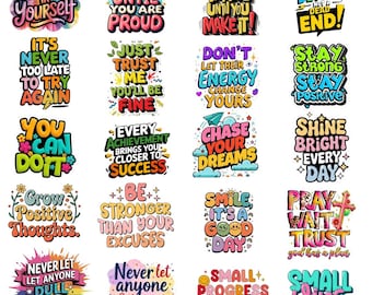Inspirational Quotes Clipart Bundle Motivational Positive Sayings PNG Set  Designs Digital Download