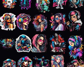 Graffiti Kids PNG Street Graffiti PNG: Urban Art Graphics for Shirt Printing (Instant Download